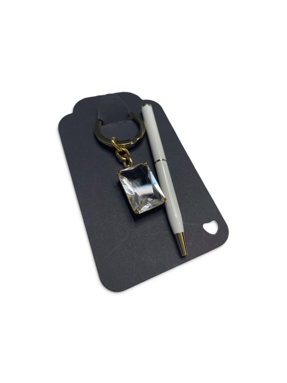 Coach Gold Rectangular Emerald Cut
Crystal Keychain with White Coach Pen
NWOT